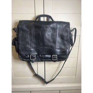 Columbia Made Genuine Black Leather Messenger Laptop Business Bag